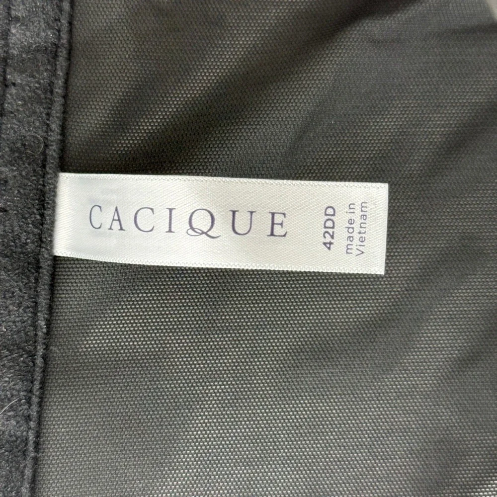 Cacique Black Lace Corset 42DD Underwire Sheer Dark Coquette Whimsigoth  NEW‎ - Picture 3 of 10
